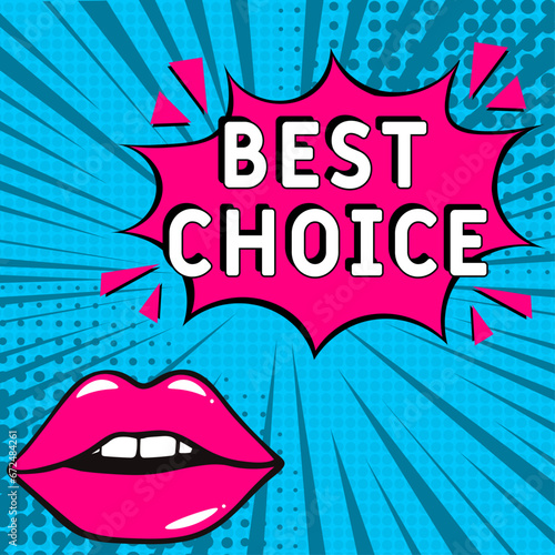 Best Choice. Comic book explosion with text - Best Choice. Vector bright cartoon illustration in retro pop art style. Can be used for business, marketing and advertising.  Banner