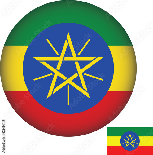 Ethiopia Flag Round Shape Illustration Vector 