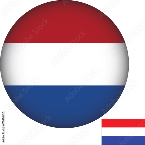Netherlands Flag Round Shape Illustration Vector 