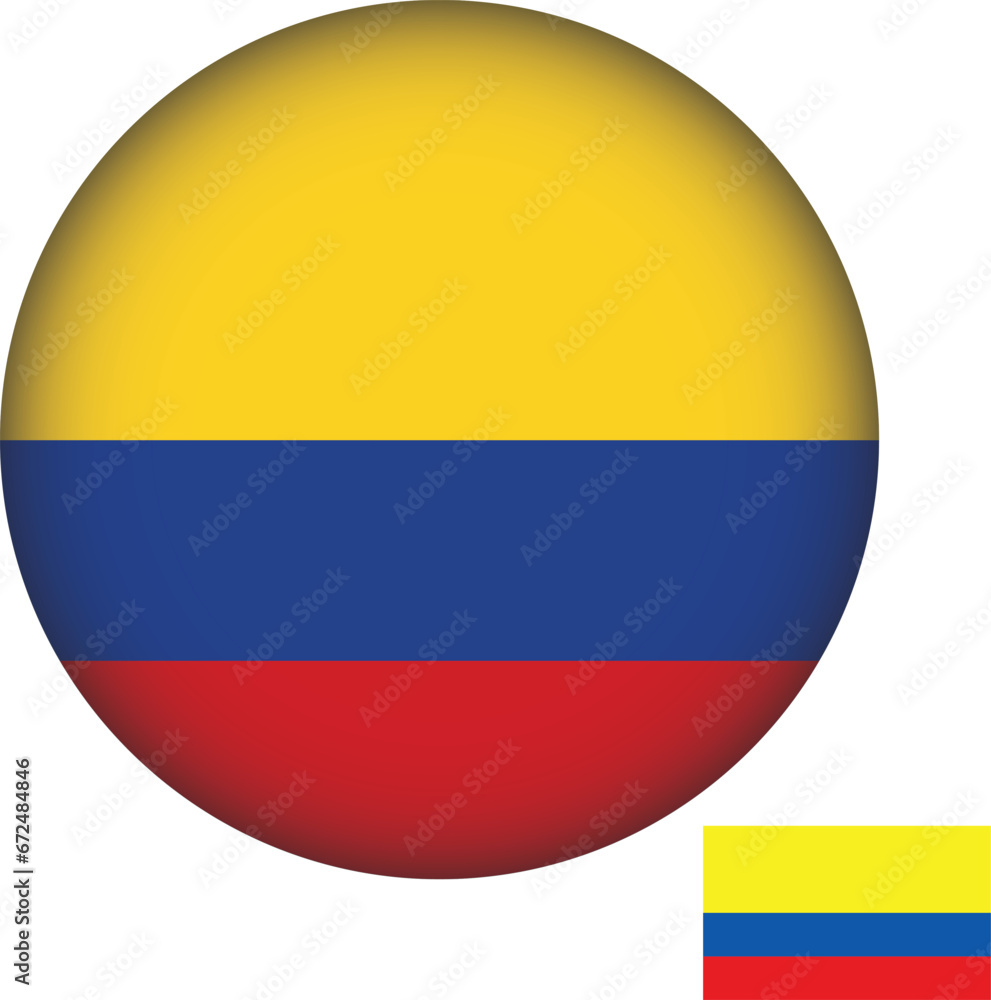 Colombia Flag Round Shape Illustration Vector