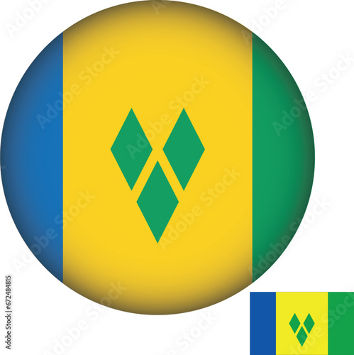 Saint Vincent and the Grenadines Flag Round Shape Illustration Vector