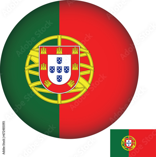 Portugal Flag Round Shape Illustration Vector