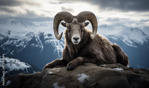 mountain goat on the mountain photo