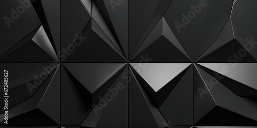 Abstract geometric background 3d black triangles textured wallpaper design element decoration.AI Generative
