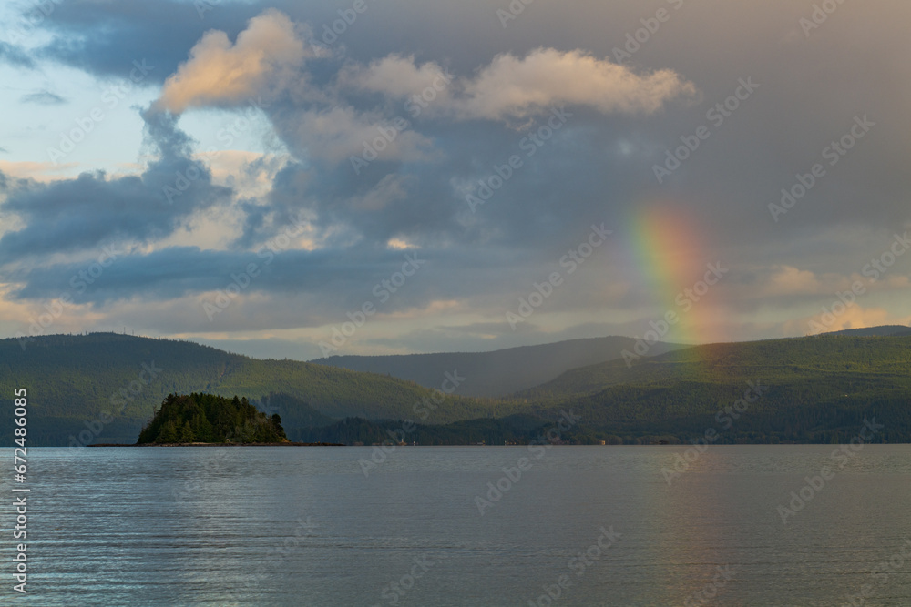 Rainbow in beatiful Haida Gwaii in British Columbia, Canada.