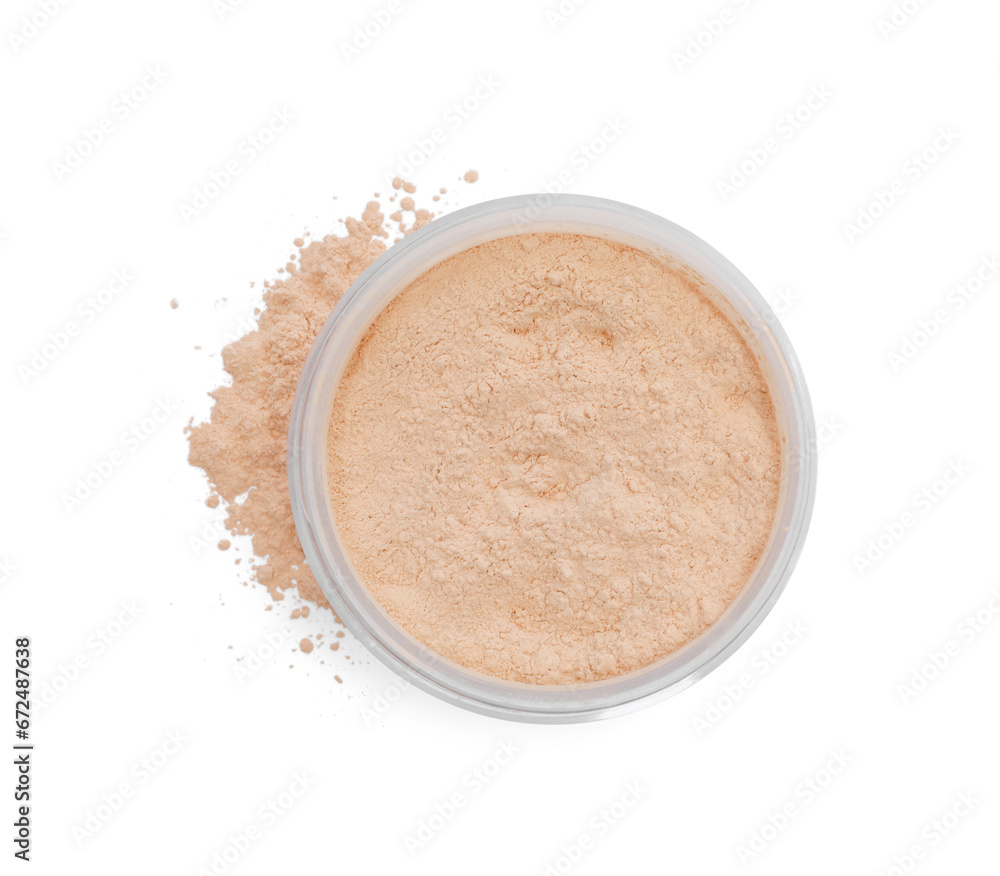 Loose face powder isolated on white. Makeup product Loose face powder isolated on white. Makeup product