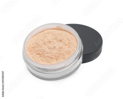 Loose face powder isolated on white. Makeup product