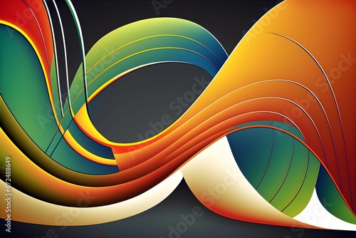 AI generated illustration of An abstract digital illustration featuring vibrant  curved lines