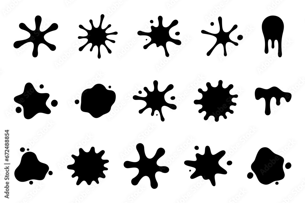 Fototapeta premium set of black ink blots