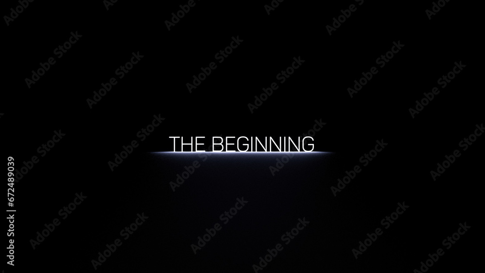 THE BEGINNING neon text, word. To begin, the beginning, start glowing abstract motivational acronym, banner.3D render - obrazy, fototapety, plakaty 