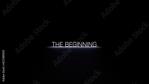 THE BEGINNING neon text, word. To begin, the beginning, start glowing abstract motivational acronym, banner.3D render photo