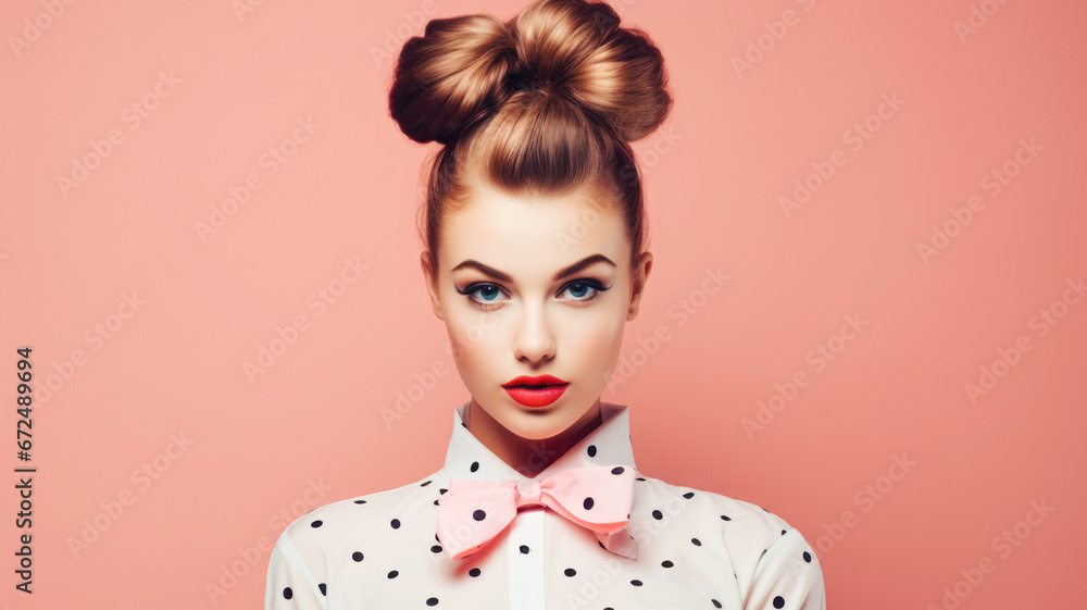 Smiling attractive woman in her 30s looking at camera, isolated on plain pink background studio portrait. People lifestyle concept. Smiling attractive woman in her 30s looking at camera, isolated on plain pink background studio portrait. People lifestyle concept.