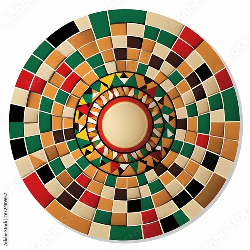 Traditional african pattern inside a circle  white background