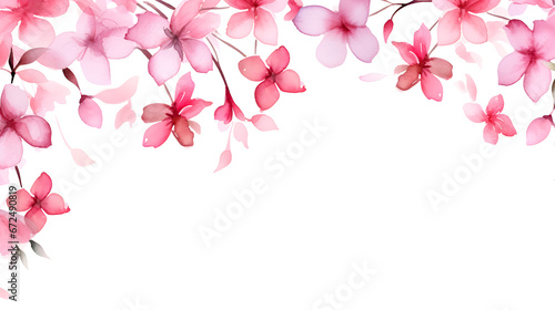 Fototapeta Naklejka Na Ścianę i Meble -  Drawn abstract pink flowers, watercolor illustration with copy space