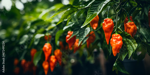 Vibrant Chili Pepper Plants in a Pot chili pepper plantation a pot with a hot pepper plant. AI Generative photo