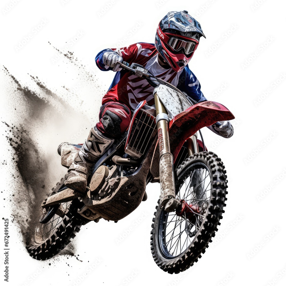 Dirt bike on white background, AI generated Image