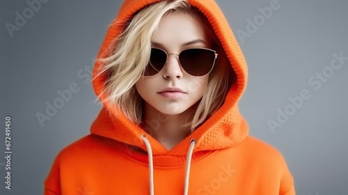 portrait of a woman in orange 