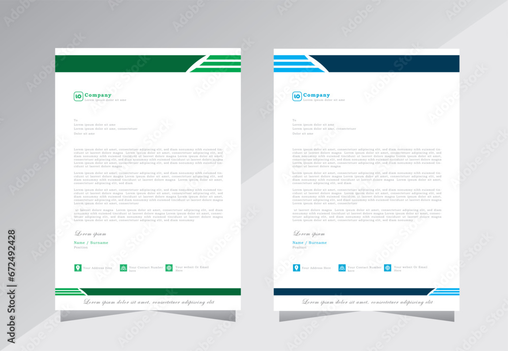 corporate modern business letterhead design template with green and blue colors. creative modern letterhead design template for your project. letter head, letterhead, business letterhead desig