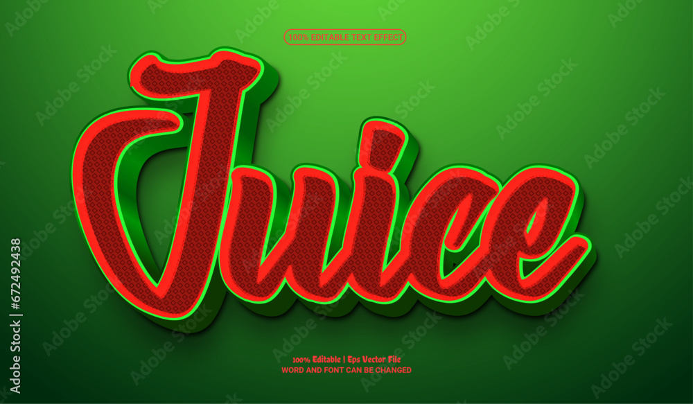 Juice fully editable premium 3d vector text effect 