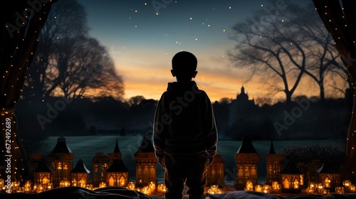 A Child Gazing At Christmas Lights In Wonder Wond ,Bright Background, Background Hd