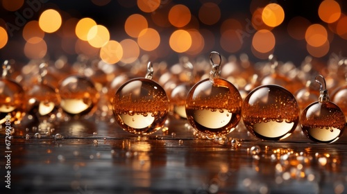 A Close-Up Of Sparkling Gold Christmas Lights,Bright Background, Background Hd