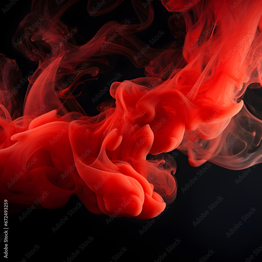 Naklejka premium Red smoke isolated on a black background. 