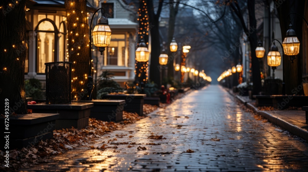 A Street Filled With Dazzling Christmas Light ,Bright Background, Background Hd