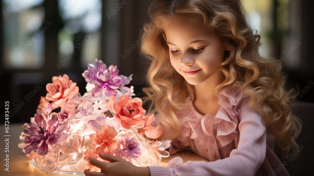 Fototapeta premium A girl with flowers