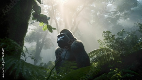 AI generated illustration of a majestic gorilla in its natural habitat