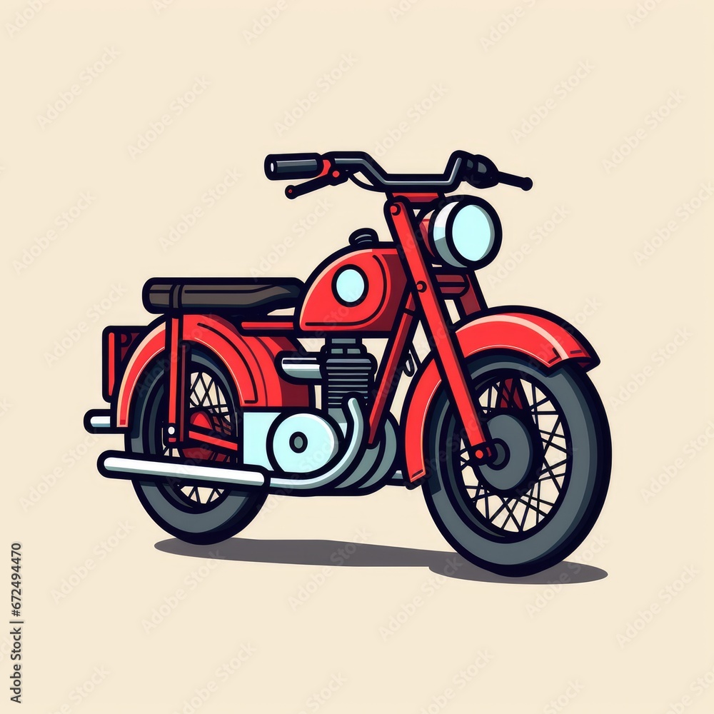 Fototapeta premium Classic motorbike illustration icon, AI generated Image