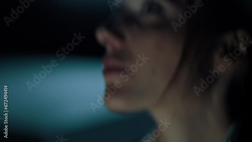 Woman Worried and Sad in the Dark office