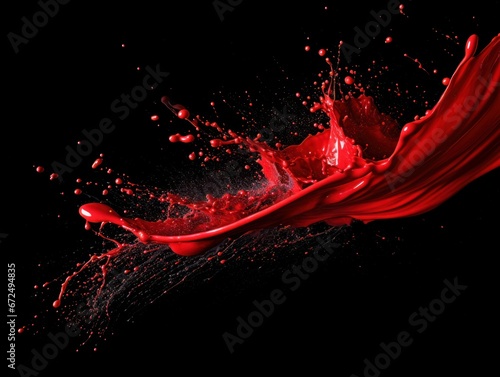 red paint splash on black background