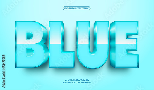 Blue fully editable premium 3d vector text effect 