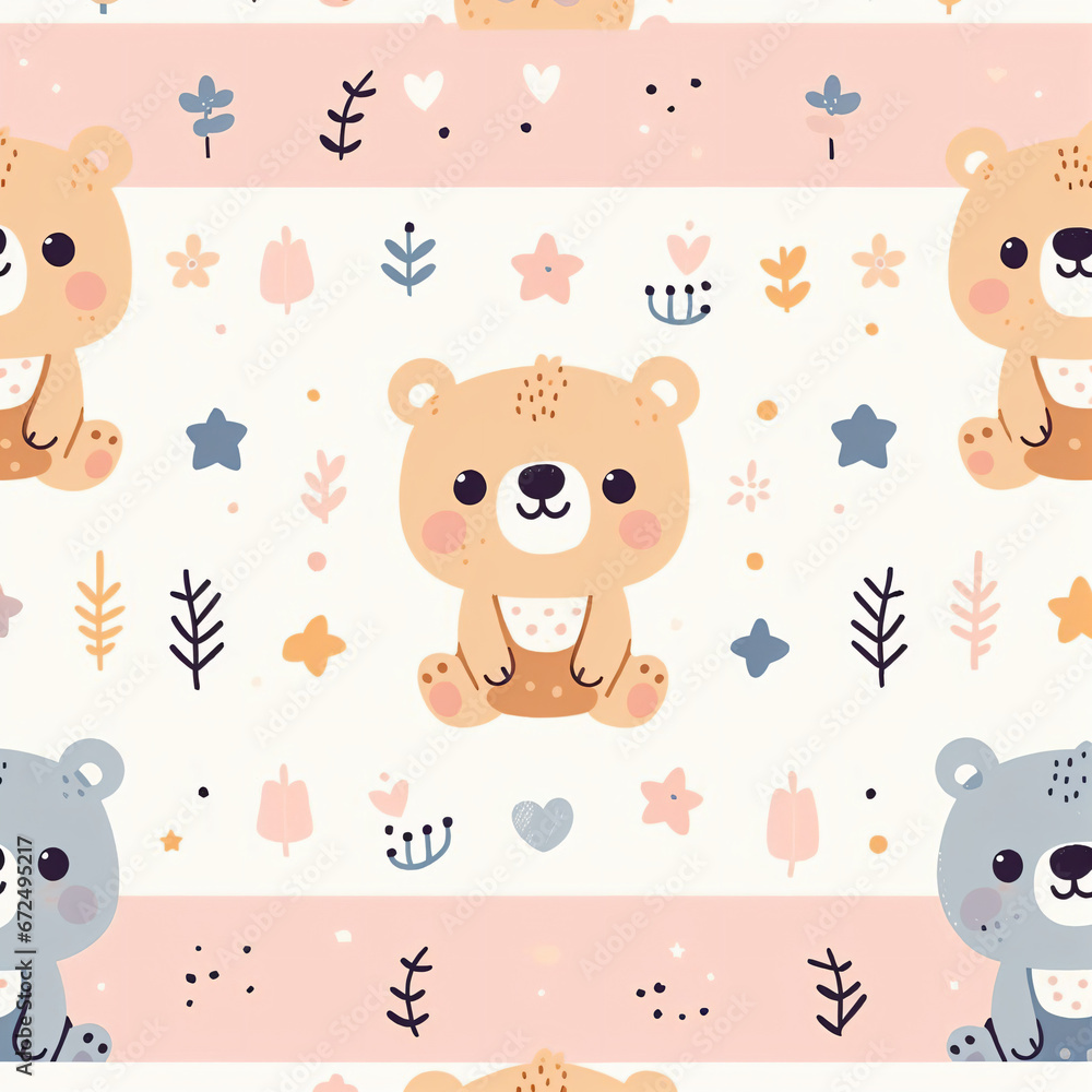 Naklejka premium seamless pattern with teddy bear