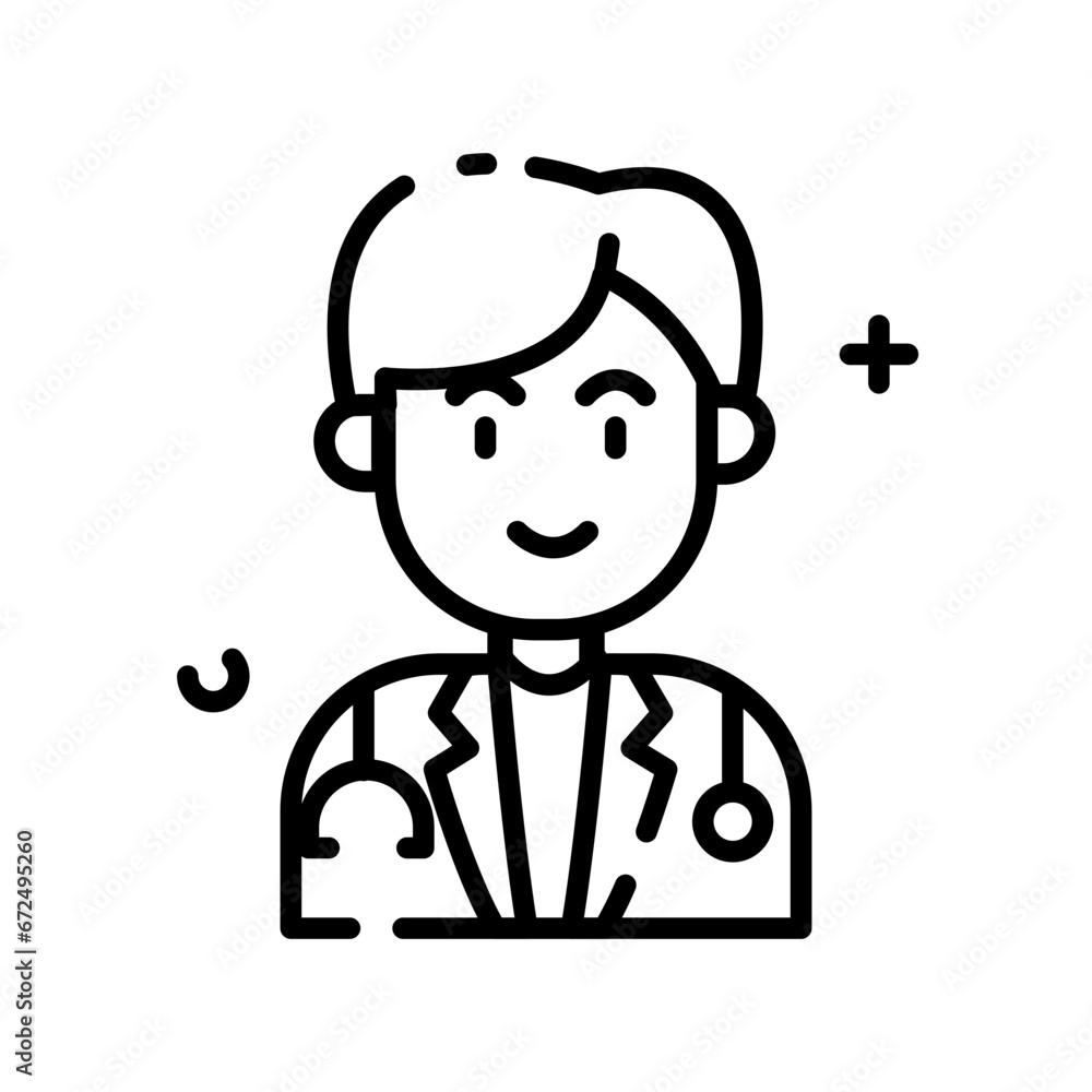 Doctor linear line icon. Medical worker. Practitioner. Vector Illustration