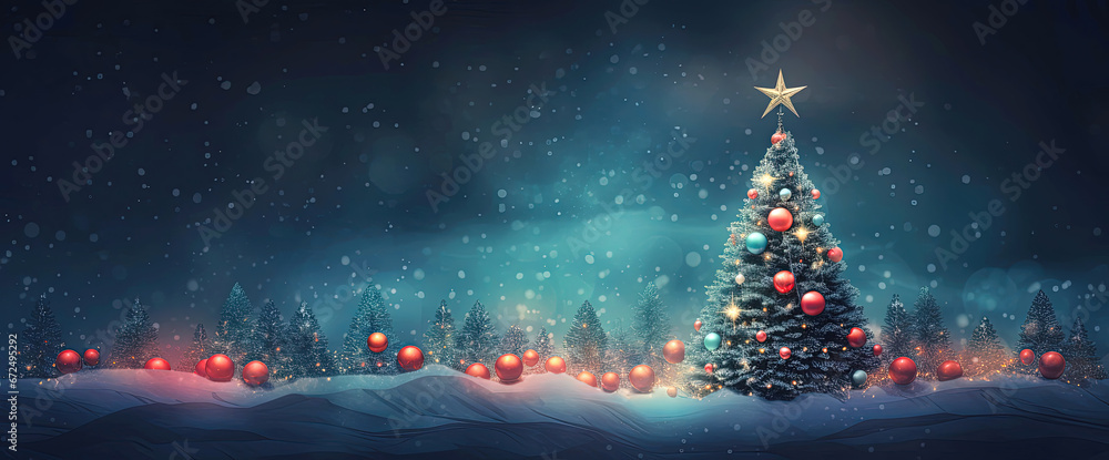 Christmas tree on a background with copy space.