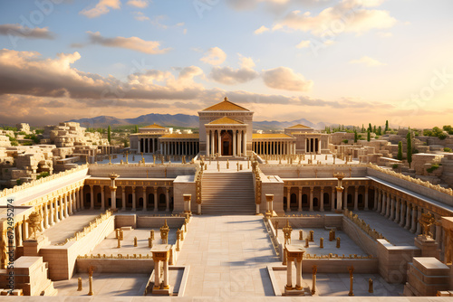 Herod built the second temple during the time of Jesus in accordance with Jewish tradition, The temple is mentioned in the New Testament Bible and symbolizes an ancient sanctuary photo