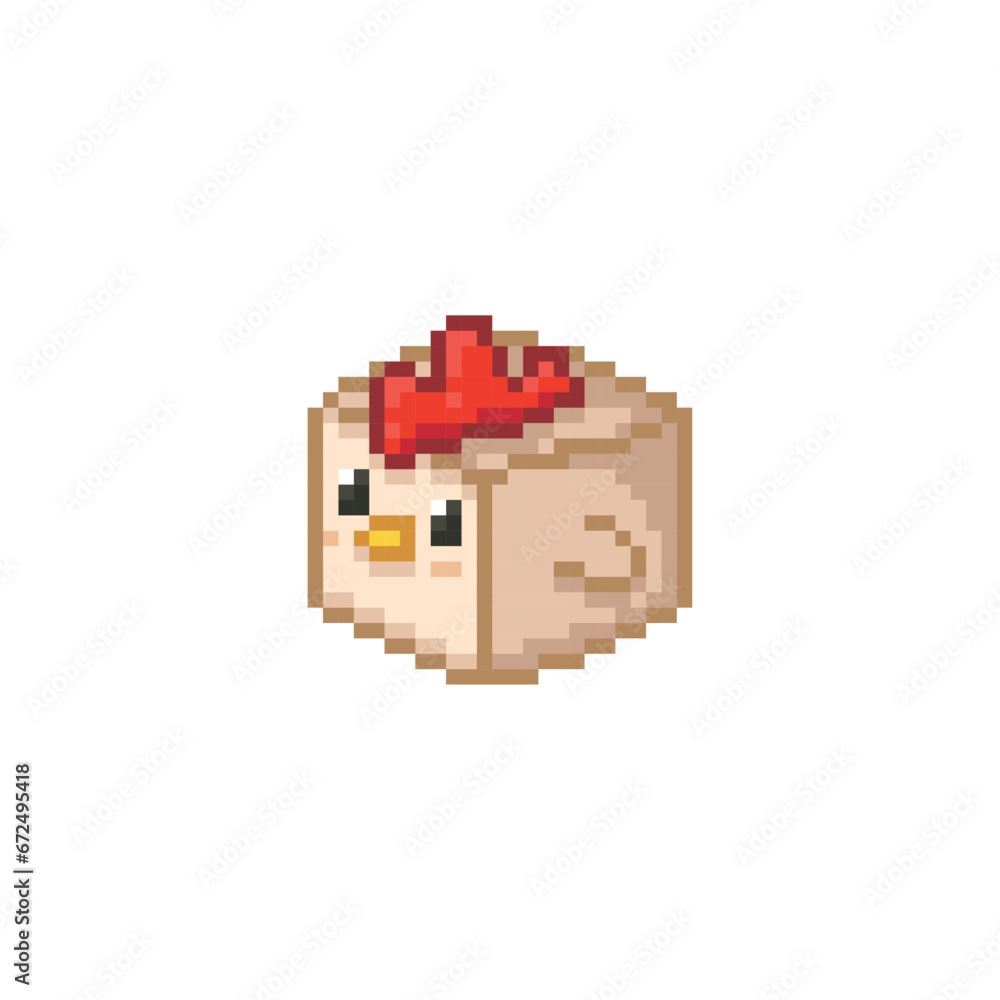 Square chicken, pixel art meme