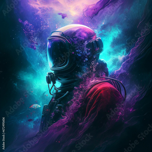 Astronaut in the deep space created with AI