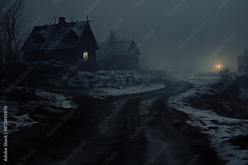 A spooky village covered in snow. Great for stories of fantasy, horror, crime, winter, mystery and more. 