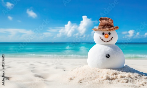 Christmas snowman on the beach © Cambo27