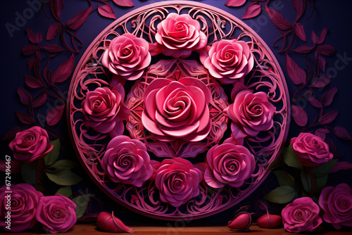 Intricate Rose and Love Letter Mandala Art   Bouquet of roses   Valentine s day