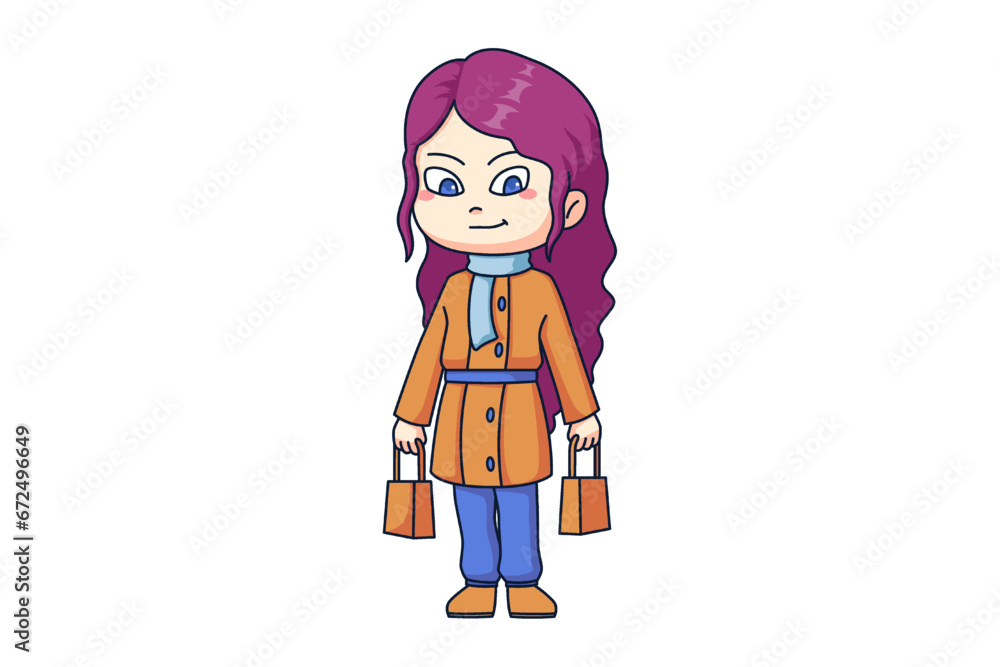 Cute Winter Kids Cartoon Character Design