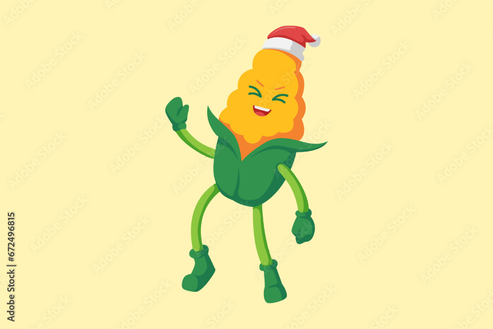 Cute Christmas Corn Cartoon Character Design Cute Christmas Corn Cartoon Character Design