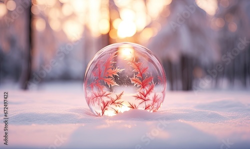 Christmas ornaments ball with snow