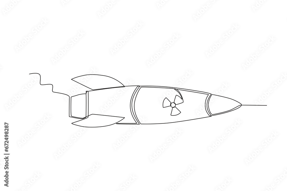 A nuclear weapon was flown. Nuclear weapon one-line drawing A nuclear weapon was flown. Nuclear weapon one-line drawing