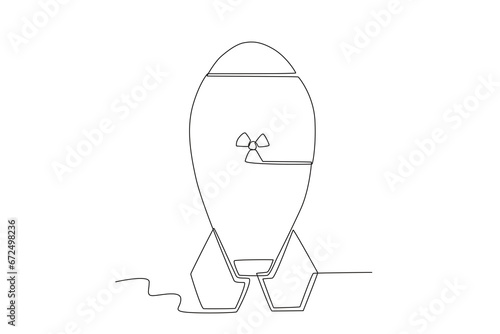 Wallpaper Mural A nuclear bomb rocket. Nuclear weapon one-line drawing Torontodigital.ca