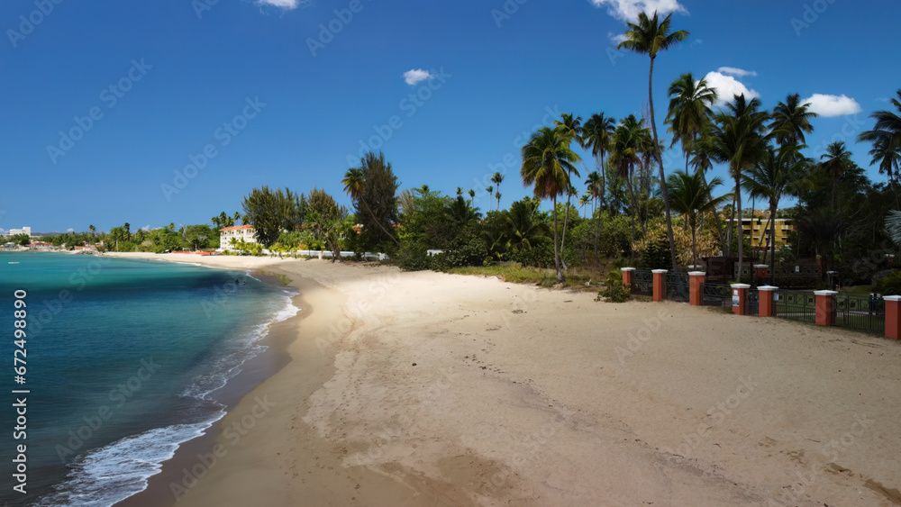 Tranquil view of beach at Playa Los Almendros in Rincon Puerto Rico