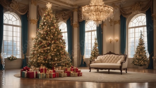 Wallpaper Mural Christmas Tree Decoration Background Torontodigital.ca