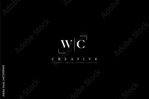 minimalist WC initial logo with simple vertical stroke line in black